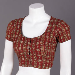 Red Hand Block Vanaspathi Printed Cotton Blouse 10074476