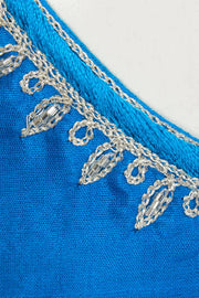 Copper Sulphate Blue Aari Embroidered Kanjivaram Silk Blouse 10077756