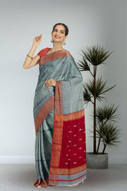 Green Maheshwari Silk Cotton Saree 10075230