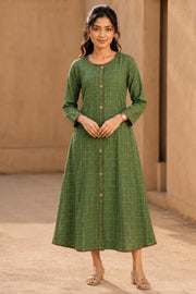 Green Embroidered Cotton Dress 10077624