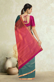 Green Kanjivaram Vegan Silk Saree 10076028