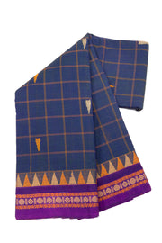 Blue Handloom Chettinad Cotton Saree Without Blouse 10075143