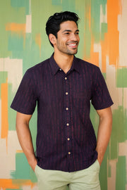 Indigo Handblock Print Pre-Washed Pure Cotton Crop Shirt 10074621