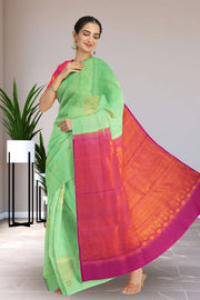  Turquoise Green Kanjivaram Silk Saree 10075613