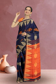 Blue Bengal Handwoven Cotton Saree 10075328