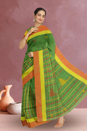Green Bengal Handwoven Cotton Saree 10075340