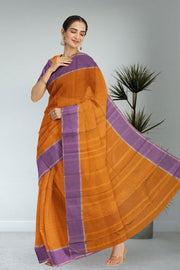 Kanjivaram Vegan Viscose Silk Saree Light Brown Color Block Design 10075554