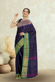 Blue Handloom Chettinad Cotton Saree 10075109