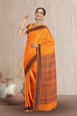Orange Kanchi Cotton Saree 10069236