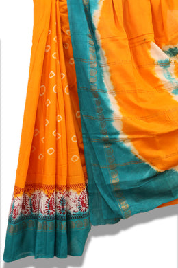 Yellow Handcrafted Sungudi Cotton Saree 10074465