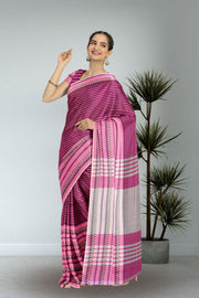 Pink Shantipur Tant Bengal Cotton Saree 10074978