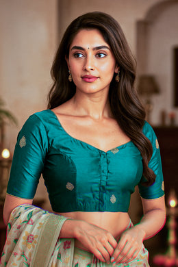 Blue Banarasi Katan Silk Blouse 10076210