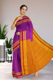 Ocean Purple Kanjivaram Vegan Silk Saree 10075544