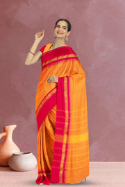 Orange Handloom Kanchi Cotton Saree 10071704