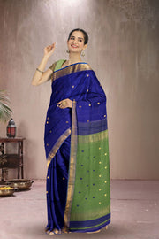 Blue Maheshwari Silk Cotton Saree 10075272