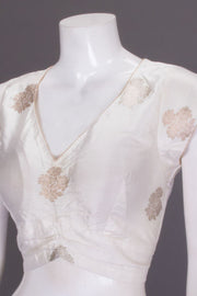 Off White Banarasi Katan Silk Blouse 10064841