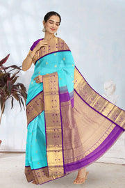 Blue Diamond Korvai Kanjivaram Silk Saree 10075662