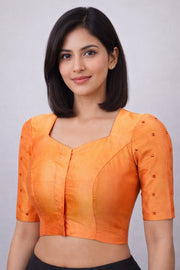 Orange Aari Embroidered Silk Blouse 10069591