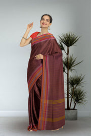 Brown Handloom Chettinad Cotton Saree 10072685