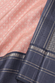 Pink Korvai Kanjivaram Pure Silk Saree With Silver Zari Border 10077901