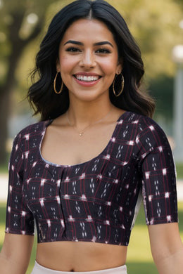 Black Pochampally Ikat Cotton Blouse 10074520