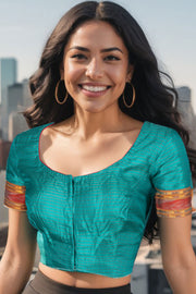 Blue Narayanpet Silk Blouse 10074444