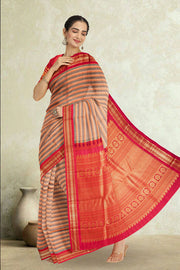 Multi Colour Korvai Kanjivaram Silk Saree 10075656