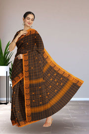 Black Handloom Chettinad Cotton Saree Without Blouse 10075122