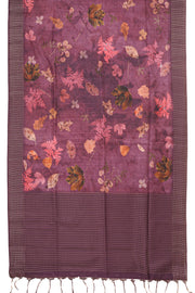 Purple Printed Semi Tussar Silk Saree 10077990