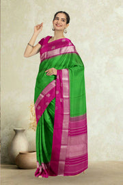 Parrot Green Pure Zari Korvai Kanjivaram Silk Saree 10059190