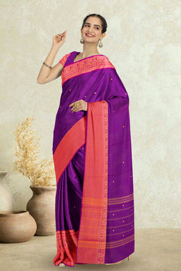 Purple Handloom Chettinad Cotton Saree 10075072
