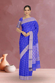 Blue  Mysore Crepe Silk Saree 10064333