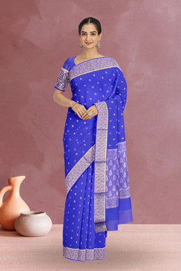 Blue  Mysore Crepe Silk Saree 10064333