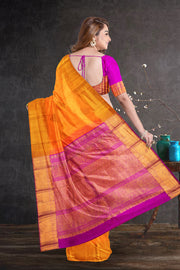 Vibrant Orange Nakashi Kanjivaram Silk Saree 10075524