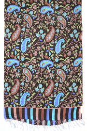 Black Kani Printed Soft Silk Unisex Stole 10077884
