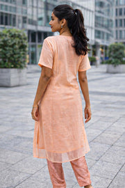 Peach Sequin Embroidery Viscose Silk Salwar Suit 10076193