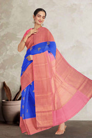 Cobalt Blue Korvai Kanjivaram Silk Saree 10075670