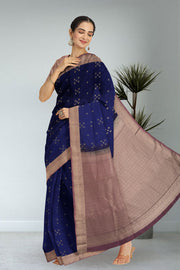  Duke Blue Kanjivaram Vegan Silk Saree 10075591
