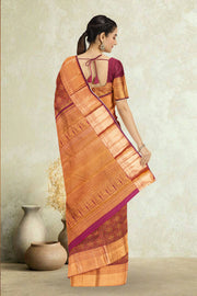 Maroon Pure Zari Bridal Kanjivaram Silk Saree 10063066
