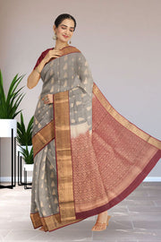 Grey Pure Silk Kanjivaram Saree 10071870