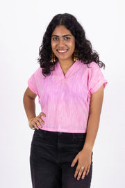 Pink Handcrafted Cotton Crop Top 10073244