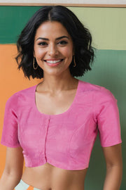 Pink Maheshwari Silk Cotton Blouse 10075044