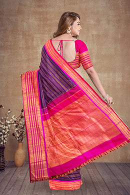 Ripe Plum Korvai Kanjivaram Silk Saree 10075664
