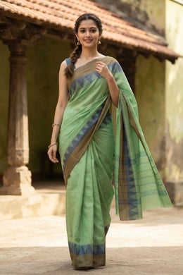 Green Handloom Chettinad Cotton Saree 10077355