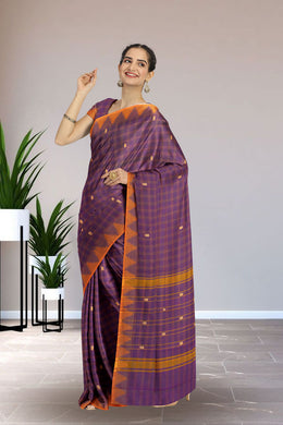 Purple Handloom Chettinad Cotton Saree Without Blouse 10075123