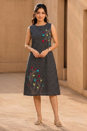 Black Hand Embroidered Cotton Dress 10077623
