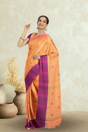 Orange Handloom Chettinad Cotton Saree Without Blouse 10075165