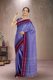 Violet Handloom Chettinad Cotton Saree Without Blouse 10075193