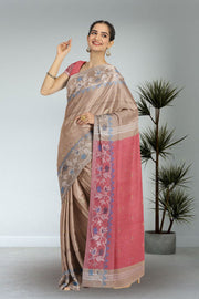 Brown Bengal Handwoven Cotton Saree 10075317