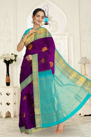 Pansy Purple Korvai Kanjivaram Silk Saree 10075660